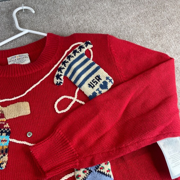 Susan Bristol Sweaters - Susan Bristol Red Hand Embroidered Sweater M Mittens Jumpers‎ USA